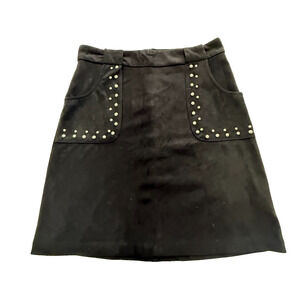 BB Dakota Black Faux Suede Studded Pocket Mini Skirt Womens Festival Western 2